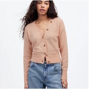 Madewell Alpaca-Blend V-Neck Cardigan XS NWT Heather Blush Pink NU530 Sweater